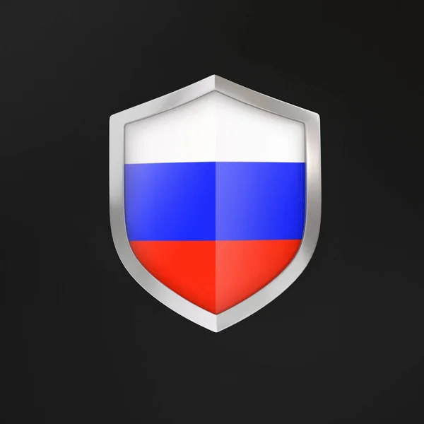 盾牌与俄罗斯的旗帜 时尚插图中的安全性 — 图库照片