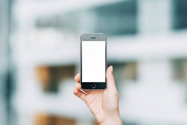 Beyaz ekran ile telefon. İş tasarımı için tedarik.