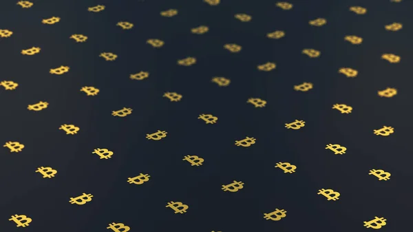 で暗い背景にビットコインのロゴ デザイン用の黒い金の抽象的なテクスチャ — ストック写真