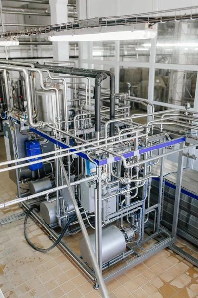 Виробництво Молока Йогурту Заводі Металеві Агрегати Резервуари Зберігання Транспортування — стокове фото