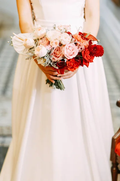 Details Bei Der Hochzeit Strauß Kleid Und Floristik Gebühren Hotel — Stockfoto