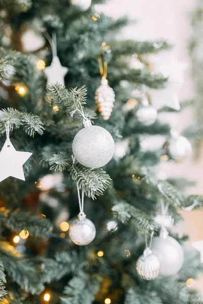 Decoración Estudio Interior Del Año Nuevo Juguetes Navidad Con Macro — Foto de Stock