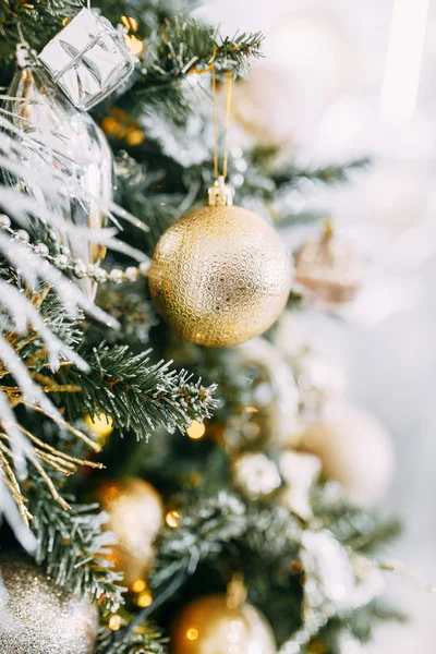 Decoración Estudio Interior Del Año Nuevo Juguetes Navidad Con Macro — Foto de Stock