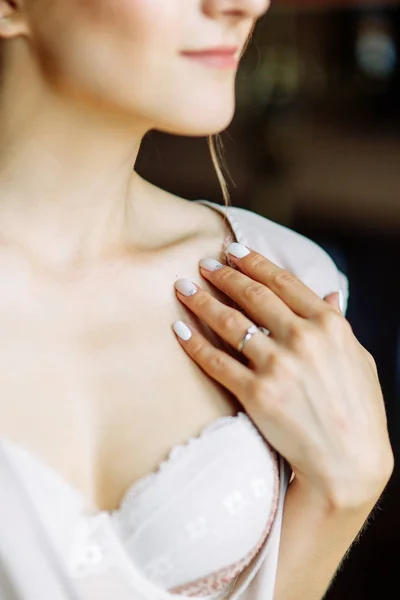 Brautkosten Hotel Europäischen Stil Boudoir Fotoshooting Und Hochzeitskleid — Stockfoto