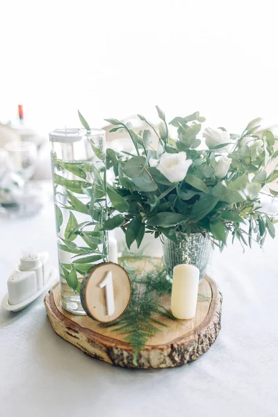 Décor Table Mariage Dans Café Floristique Verres Verre Mariage — Photo