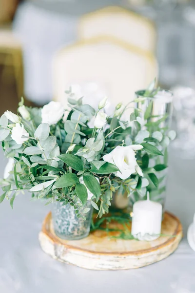 Décor Table Mariage Dans Café Floristique Verres Verre Mariage — Photo