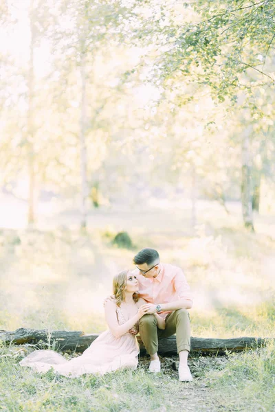 Tarzı gün batımında ormandaki güzel birkaç güzel sanatlar. Doğa güneş ile fotoğraf çekimi.