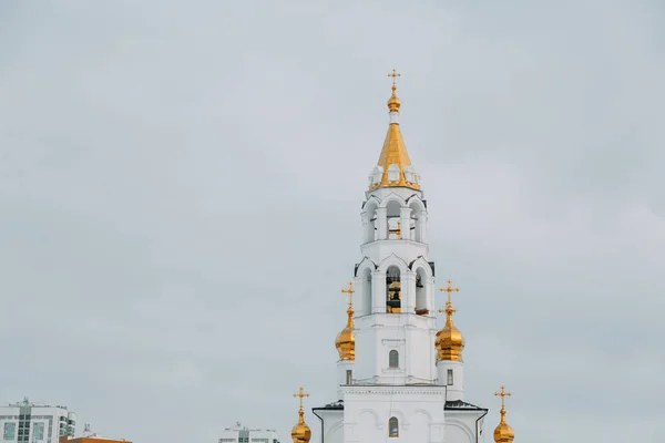 Architektura Rosyjskich Kościołów Zimowy Krajobraz Świątynią — Zdjęcie stockowe