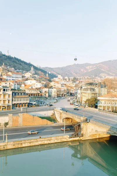 Gryning Den Gamla Stadsdelen Tbilisi Georgien Panoramabilder Från Den Antika — Stockfoto