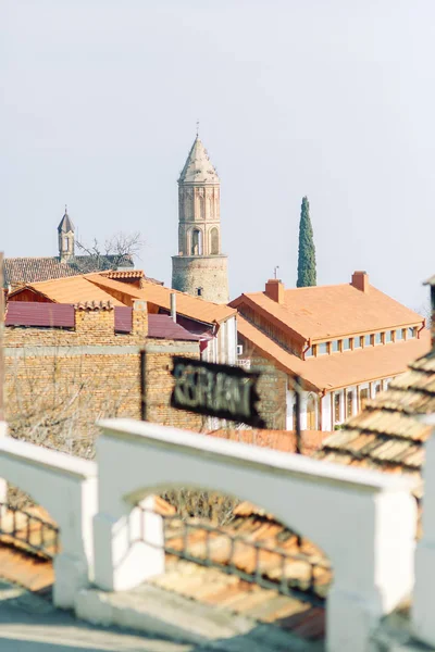 Panoramabilder Från Sighnaghi Och Tbilisi Korthet Vacker Stad Gryningen — Stockfoto