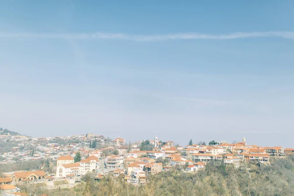 Panoramy Sighnaghi Tbilisi Pierwszy Rzut Oka Piękne Miasto Świcie — Zdjęcie stockowe