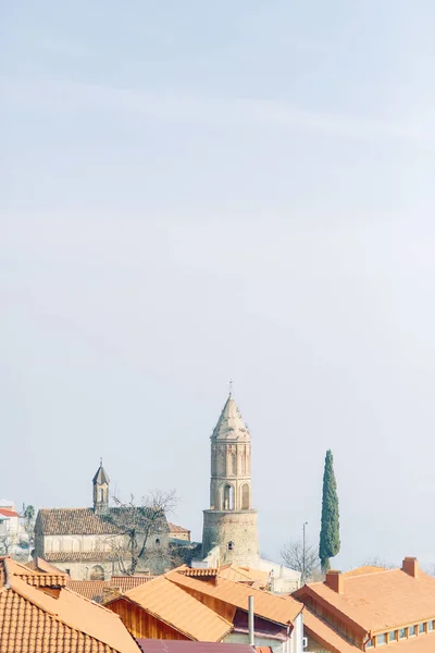 Panoramabilder Från Sighnaghi Och Tbilisi Korthet Vacker Stad Gryningen — Stockfoto