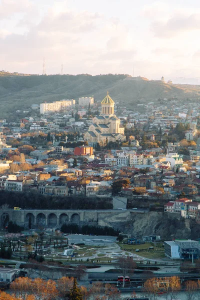 Panoramabilder Från Sighnaghi Och Tbilisi Korthet Vacker Stad Gryningen — Stockfoto