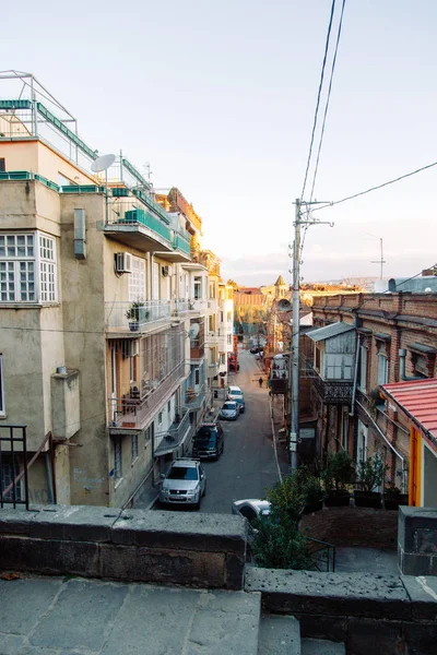 Strade Dell Antica Città Tbilisi Vecchie Strade Edifici — Foto Stock