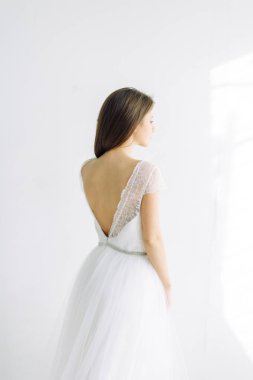 Çok güzel bir gelin iç Studio portresi. Avrupa tarzı güzel sanatlar düğün.