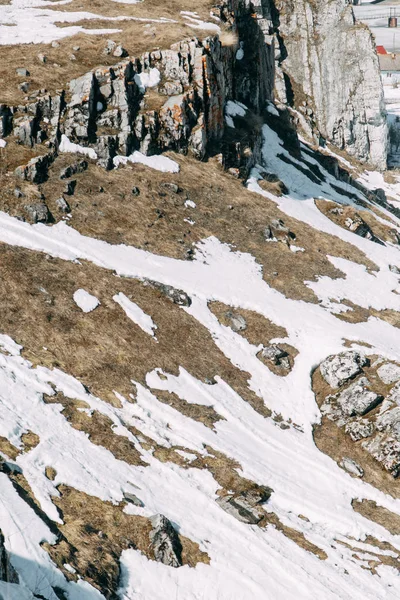 Neve Primaverile Che Scioglie Sui Pendii Montani Montagne Invernali Piste — Foto Stock