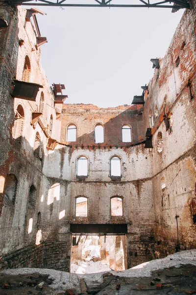 Destruiu Edifício Histórico Como Guerra Velha Fábrica Abandonada Fora — Fotografia de Stock