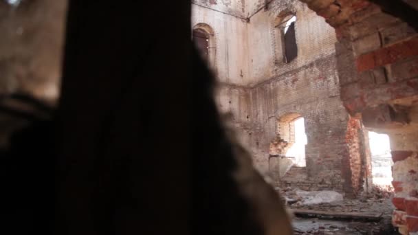 Стара Зруйнована Фабрика Схожа Війну Приміщення Які Потрібно Знести Даху — стокове відео