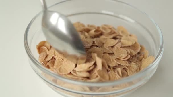 Granola Voor Ontbijt Koken Een Kom Fruit Gezond Dieet Pap — Stockvideo