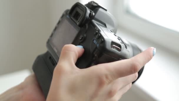 Stel Camera Voor Foto Video Opnamen Bedieningsknoppen Foto Training — Stockvideo