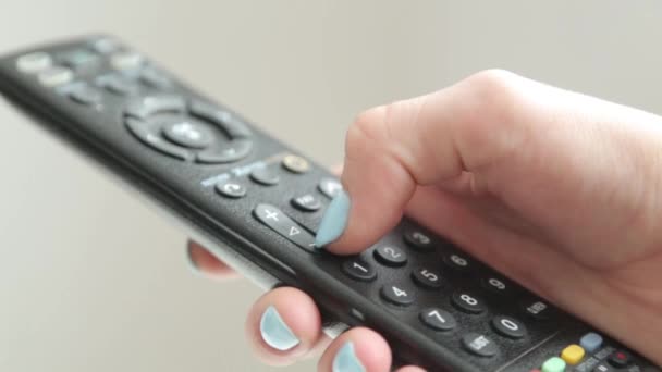 Press Buttons Remote Hand Dialing Number Digits — Stock Video
