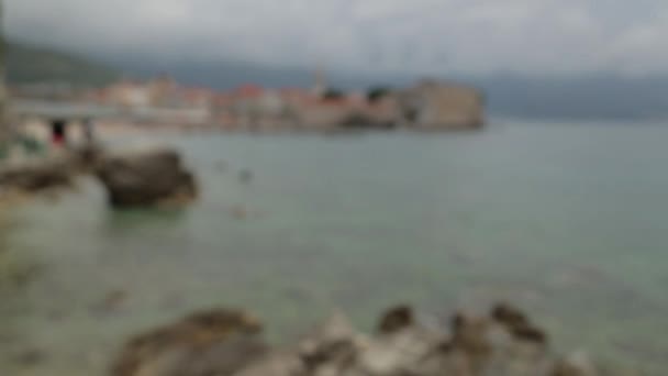 Panorámás Kilátás Budva Montenegró Sunny Strandok Történelmi Látnivalók — Stock videók