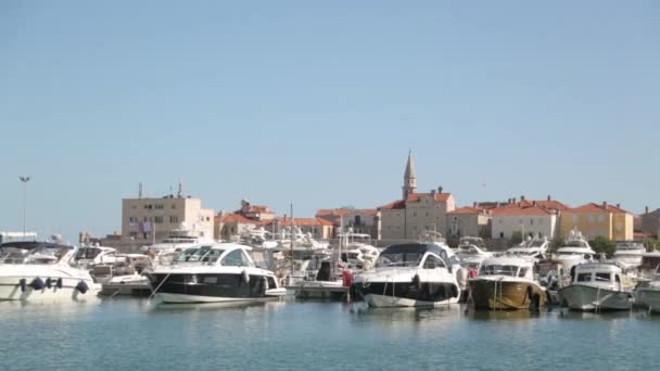 Vista Panoramica Budva Montenegro Spiagge Soleggiate Attrazioni Storiche — Video Stock