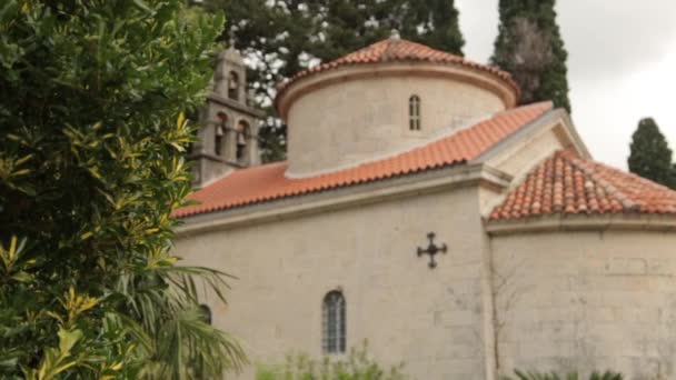 Antiguo Cementerio Piedra Montenegro Kotor Capilla Tumba Antiguo Cementerio Abandonado — Vídeo de stock