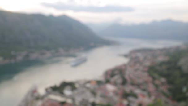 Panorama Van Avond Kotor Vanaf Berg Bezienswaardigheden Uitzicht Montenegro — Stockvideo
