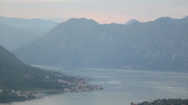 Panorama Aftonen Kotor Från Berg Sevärdheter Och Vyer Montenegro — Stockvideo
