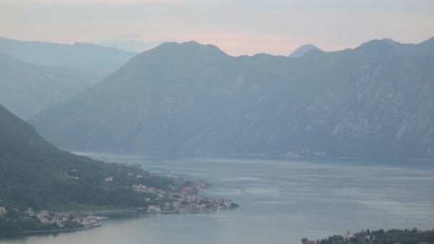 Panorama Van Avond Kotor Vanaf Berg Bezienswaardigheden Uitzicht Montenegro — Stockvideo