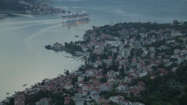 Panorama Aftonen Kotor Från Berg Sevärdheter Och Vyer Montenegro — Stockvideo