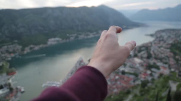 Turistická Kancelář Vrcholu Pevnosti Kotoru Zajímavosti Černé Hory Západ Slunce — Stock video