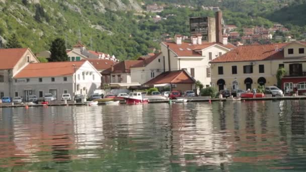 Panorama Kotor Bay Strade Della Città Attrazioni Luoghi Turistici Del — Video Stock