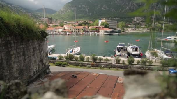 Panorama Kotor Zatoki Ulic Miejskich Zabytki Miejsca Turystyczne Czarnogóry — Wideo stockowe