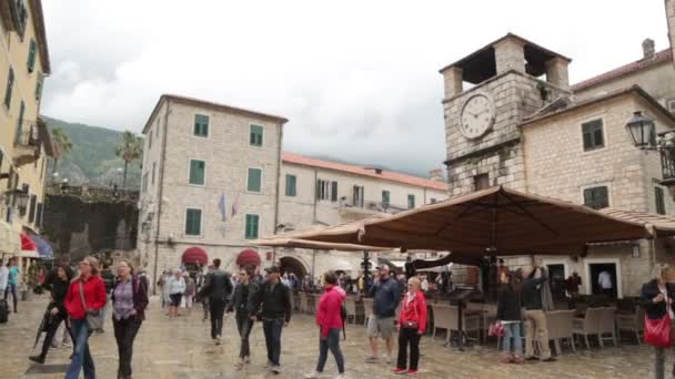 Kotor Eski Şehrinin Atmosferik Sokakları Karadağ Turistik Yerleri Turistik Yerleri — Stok video