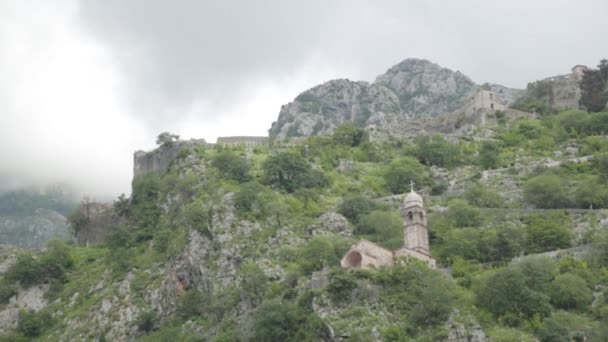 Natur Rund Die Altstadt Von Kotor Berge Und Festungen Golf — Stockvideo