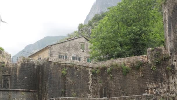 Old Atmospheric Streets Montenegro Masonry Fortresses Residential Buildings Kotor — Stock Video