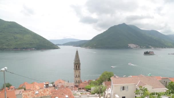 Panorami Pittoreschi Del Centro Storico Perast Atmosfera Luoghi Turistici Montenegro — Video Stock
