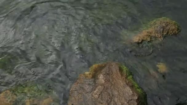 Textur Vågor Och Havsvatten Från Ovan Blått Vatten Och Texturerat — Stockvideo