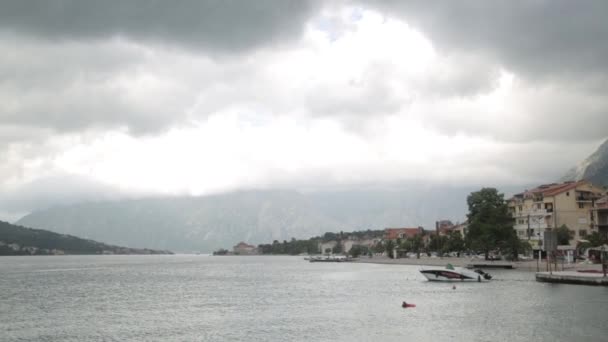 Malebný Záliv Kotor Klidném Počasí Populární Turistické Hotely Výhledy Černou — Stock video