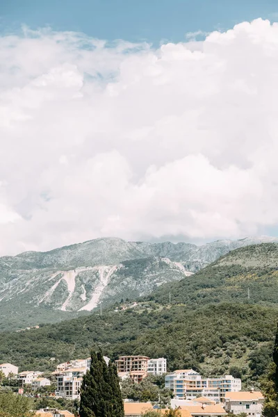 Soliga Stränder Och Historiska Sevärdheter Panoramautsikt Budva Montenegro — Stockfoto