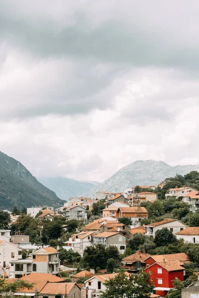 Montenegros Sevärdheter Panorama Över Kotorbukten Och Gamla Stan — Stockfoto