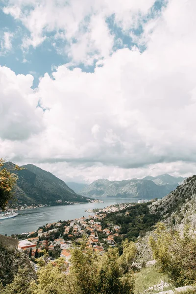 Atrakcje Czarnogóry Panorama Zatoki Kotorskiej Starego Miasta — Zdjęcie stockowe