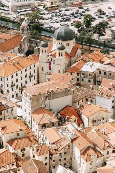 Tegeltak Montenegro Och Europa Panorama Staden Kotor Från Höjden Berg — Stockfoto