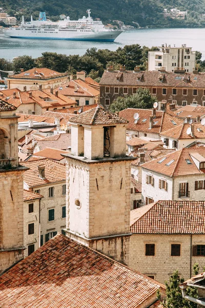 Tegeltak Montenegro Och Europa Panorama Staden Kotor Från Höjden Berg — Stockfoto