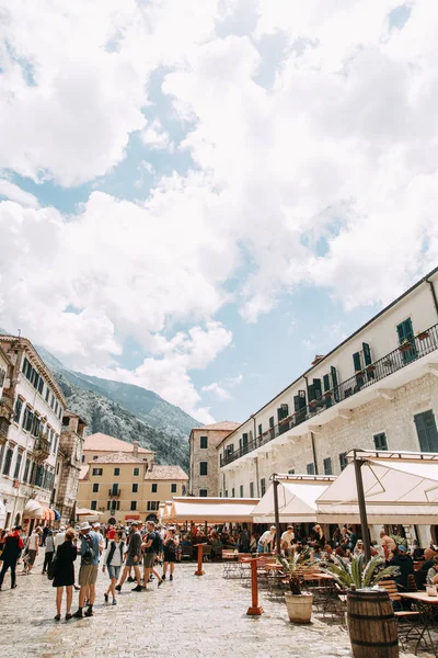 Cantos Acolhedores Montenegro Panorama Cidade Kotor Detalhes Das Ruas — Fotografia de Stock