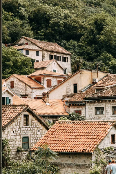 Mysiga Hörn Montenegro Panorama Över Staden Kotor Och Detaljerna Gatorna — Stockfoto