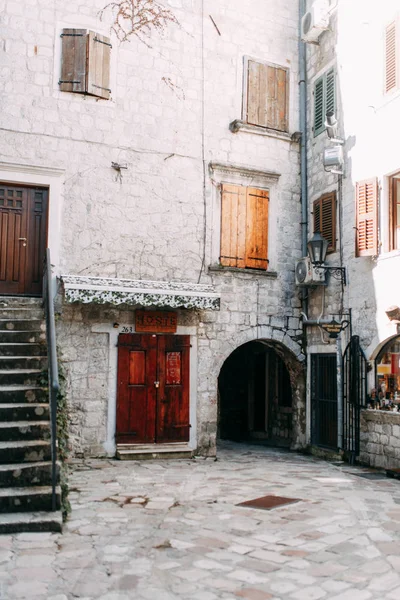 Gezellige Hoekjes Van Montenegro Panorama Van Stad Kotor Details Van — Stockfoto