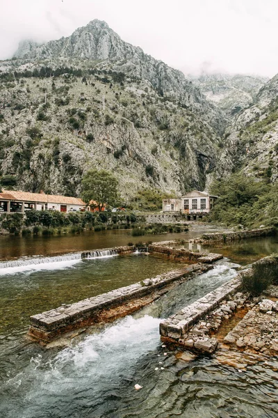 Zabytki Widoki Czarnogórze Panorama Wieczoru Kotor Góry — Zdjęcie stockowe